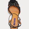 Schwarze Ralph Lauren Kandice Sandalen aus Ziegenwildleder mit Verzierung für Damen