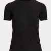 Schwarze Ralph Lauren Kaschmir-Jersey-Kurzarmpullover für Damen