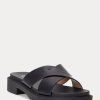 Schwarze Ralph Lauren Kelsie Lackleder-Hausschuhe für Damen