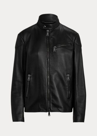 Schwarze Ralph Lauren Keven Lammfell-Bikerjacken für Damen