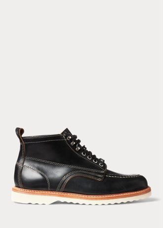 Schwarze Ralph Lauren Leder-Schnürstiefel für Herren