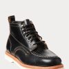 Schwarze Ralph Lauren Leder-Schnürstiefel für Herren