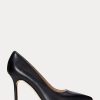 Schwarze Ralph Lauren Lindella II Heels aus brüniertem Leder für Damen