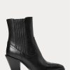 Schwarze Ralph Lauren Lowrey Cowboystiefel aus Leder für Damen