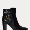 Schwarze Ralph Lauren Madelyn Stiefel aus brüniertem Leder für Damen