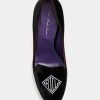 Schwarze Ralph Lauren Marion bestickte Samt-Pumps für Damen