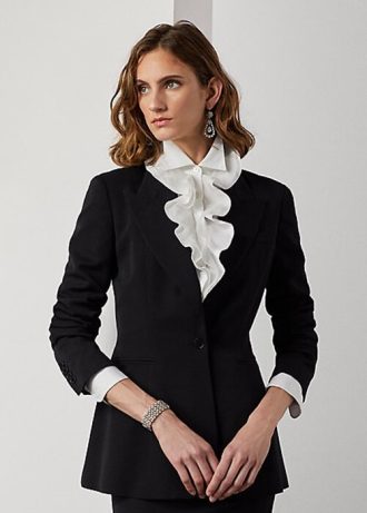 Schwarze Ralph Lauren Meritta Wool Barathea Jacken für Damen