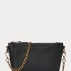 Schwarze Ralph Lauren Mini Sloane Umhängetaschen aus Leder für Damen