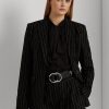 Schwarze Ralph Lauren Nadelstreifen-Blazer aus Leinenmischung-Twill für Damen