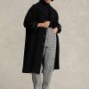 Schwarze Ralph Lauren Oversize-Mäntel aus Wollmischung mit Fischgrätenmuster für Damen