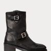 Schwarze Ralph Lauren Payge Vachetta-Lederstiefel für Damen