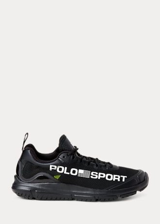 Schwarze Ralph Lauren Polo Sport Tech Racer Sneakers für Damen