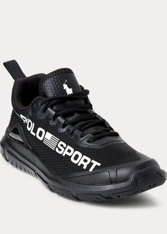 Schwarze Ralph Lauren Polo Sport Tech Racer Sneakers für Damen