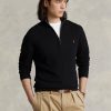 Schwarze Ralph Lauren Pullover aus Baumwolle mit Viertelreißverschluss und Netzstrick für Herren