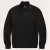 Schwarze Ralph Lauren Pullover aus Baumwolle mit Viertelreißverschluss und Netzstrick für Herren