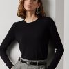 Schwarze Ralph Lauren Pullover aus Merinowolle mit Rundhalsausschnitt für Damen