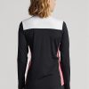 Schwarze Ralph Lauren Pullover mit Chevron-Streifen und Viertelreißverschluss für Damen