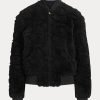 Schwarze Ralph Lauren Raygan Shearling-Bomberjacken für Damen