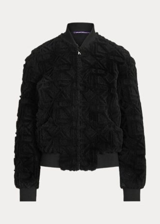 Schwarze Ralph Lauren Raygan Shearling-Bomberjacken für Damen
