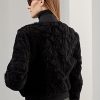 Schwarze Ralph Lauren Raygan Shearling-Bomberjacken für Damen