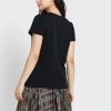 Schwarze Ralph Lauren Rundhals-Logo-T-Shirts für Damen