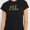 Schwarze Ralph Lauren Rundhals-Oberteile mit Grafik für Damen