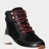 Schwarze Ralph Lauren Rylee High-Top-Sneakers aus Wildleder und Leder für Damen