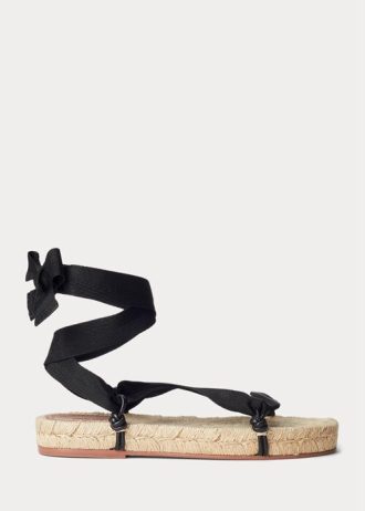 Schwarze Ralph Lauren Schnürsandalen für Damen