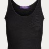 Schwarze Ralph Lauren Seiden-Mesh-Tanktops für Damen