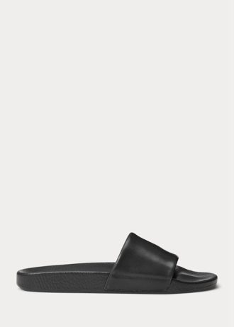 Schwarz / Schwarz Ralph Lauren Signature Hausschuhe aus Ponyleder für Herren