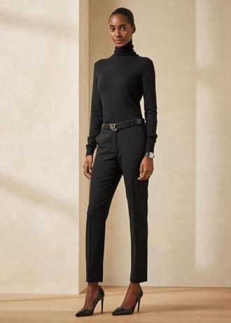 Schwarze Ralph Lauren Simone Schurwollhose für Damen