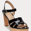 Schwarze Ralph Lauren Soffia Lackledersandalen für Damen