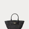Schwarze Ralph Lauren Straw Small Daphney Tote Bags für Damen