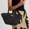 Schwarze Ralph Lauren Straw Small Daphney Tote Bags für Damen
