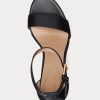 Schwarze Ralph Lauren Sylvia Sandalen aus brüniertem Leder für Damen