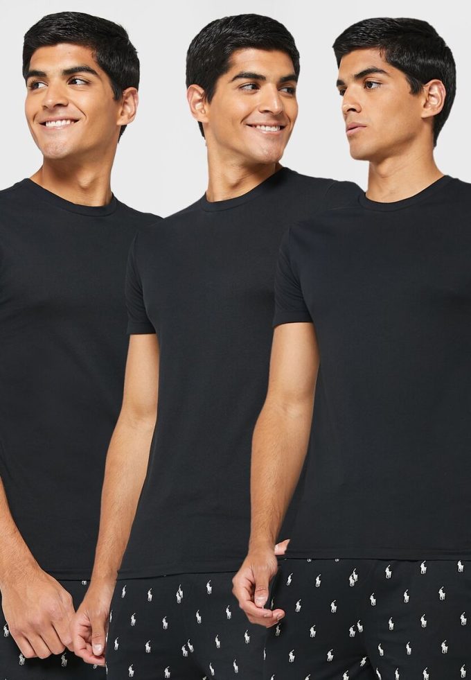 Schwarze Ralph Lauren T-Shirts mit Rundhalsausschnitt im 3er-Pack für Herren