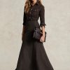 Schwarze Ralph Lauren Taft-Maxirock-Röcke im Meerjungfrauen-Stil für Damen