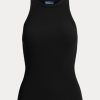 Schwarze Ralph Lauren Tanktops aus gerippter Baumwolle für Damen