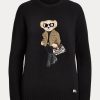 Schwarze Ralph Lauren Utility Bear Kaschmirpullover für Damen