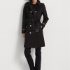 Schwarze Ralph Lauren Zweireihige Mäntel aus Baumwollmischung für Damen
