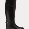 Schwarze Reitstiefel „Sallen“ aus Kalbsleder für Damen von Ralph Lauren