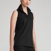 Schwarze ärmellose Poloshirts aus Piqué im klassischen Schnitt von Ralph Lauren für Damen