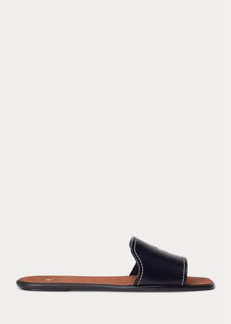 Schwarze Sandalen aus Vachetta-Leder für Damen von Ralph Lauren
