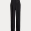 Schwarze Satinhose mit geradem Bein von Ralph Lauren für Damen