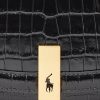 Schwarze Satteltaschen mit Krokoprägung für Damen von Ralph Lauren Polo ID