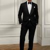 Schwarze Smokinghose „Gregory“ aus Barathea-Wolle für Herren von Ralph Lauren