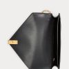 Schwarze Umhängetaschen mit Kroko-Prägung und Umschlagkette für Damen von Ralph Lauren Polo ID