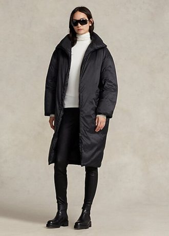 Schwarze wasserabweisende Daunenmäntel von Ralph Lauren für Damen