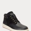 Schwarze wasserdichte Leder-Wildlederstiefel von Ralph Lauren für Herren