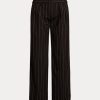 Schwarze, weit geschnittene Hose aus Wollkrepp mit Nadelstreifen für Damen von Ralph Lauren